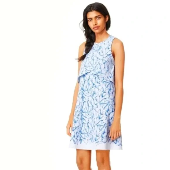 Tory Burch Kaley White Ellora Pima Cotton Popover Faux Layered Dress Medium - Picture 5 of 15